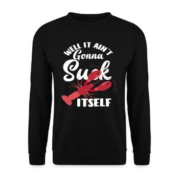 Wortspiel Langusten Essen Sprüche Spruch - Unisex Pullover - Schwarz - Vorne - Alina (178cm) & Michal (187cm)