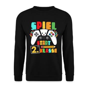 2nd Grade Game Start Gamer - Unisex Sweatshirt - black - Front - Alina (178cm) & Michal (187cm)