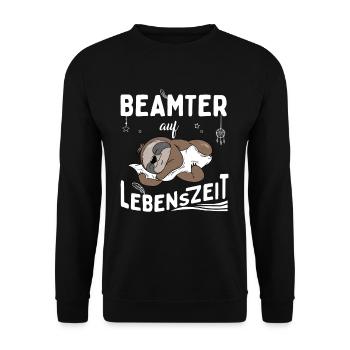 Beamter auf Lebenszeit - Unisex Pullover - Schwarz - Vorne - Alina (178cm) & Michal (187cm)