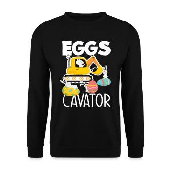 Ostern Wortspiel Bagger Osterhase - Unisex Pullover - Schwarz - Vorne - Alina (178cm) & Michal (187cm)