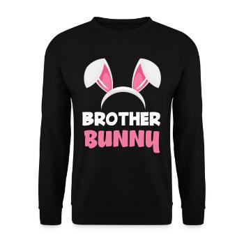 Bruder Hase Osterhasenohren Ostern - Unisex Pullover - Schwarz - Vorne - Alina (178cm) & Michal (187cm)