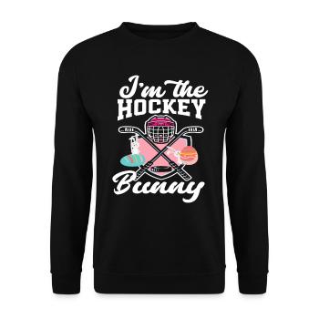 Joueur de hockey sur glace lapin de Pâques de Pâques - Sweat-shirt Unisexe - noir - Devant - Alina (178cm) & Michal (187cm)