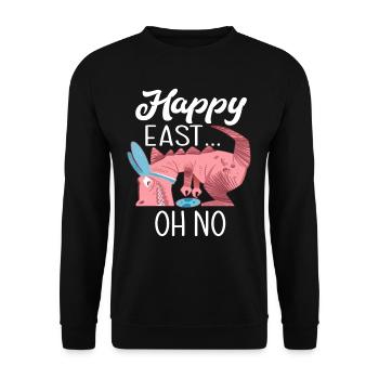Funny Happy Easter Dinosaur - Unisex Sweatshirt - black - Front - Alina (178cm) & Michal (187cm)