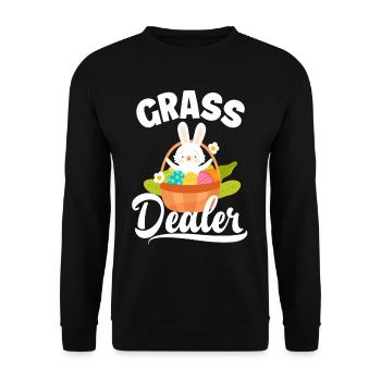 Ostergras Lustiges Wortspiel Hase Ostern - Unisex Pullover - Schwarz - Vorne - Alina (178cm) & Michal (187cm)