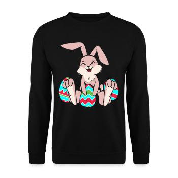 Lapin de Pâques Oeufs de Pâques Pâques - Sweat-shirt Unisexe - noir - Devant - Alina (178cm) & Michal (187cm)