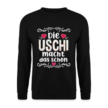 Die Uschi Macht Das Schon - Unisex Pullover - Schwarz - Vorne - Alina (178cm) & Michal (187cm)