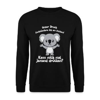Unter Druck Funktioniere Ich Am Besten - Unisex Pullover - Schwarz - Vorne - Alina (178cm) & Michal (187cm)