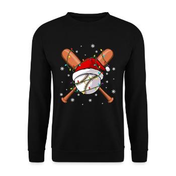 Santa Christmas Baseball Player - Unisex Pullover - Schwarz - Vorne - Alina (178cm) & Michal (187cm)