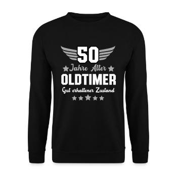 50th Birthday Round Birthday Vintage Men - Unisex Sweatshirt - black - Front - Alina (178cm) & Michal (187cm)
