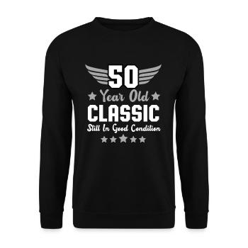 50th Birthday Round Birthday Classic Men - Unisex Sweatshirt - black - Front - Alina (178cm) & Michal (187cm)