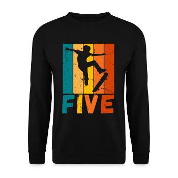 Skater Kids 5th Birthday Skateboard Boys - Unisex Sweatshirt - black - Front - Alina (178cm) & Michal (187cm)