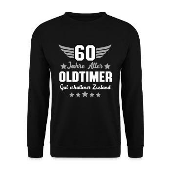 60th Birthday Round Birthday Vintage Men - Unisex Sweatshirt - black - Front - Alina (178cm) & Michal (187cm)