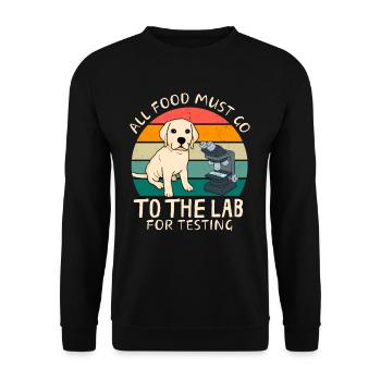 Alles Essen Muss Ins Labor Lustiger Labrador - Unisex Pullover - Schwarz - Vorne - Alina (178cm) & Michal (187cm)