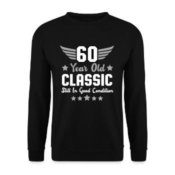 60th Birthday Round Birthday Classic Men - Unisex Sweatshirt - black - Front - Alina (178cm) & Michal (187cm)
