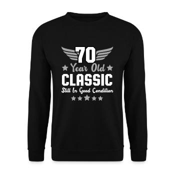 70th Birthday Round Birthday Classic Men - Unisex Sweatshirt - black - Front - Alina (178cm) & Michal (187cm)