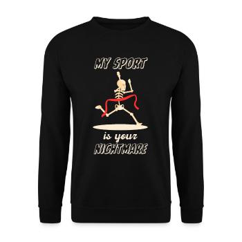 Lustiger Marathon Spruch Marathonläufer Athlet - Unisex Pullover - Schwarz - Vorne - Alina (178cm) & Michal (187cm)