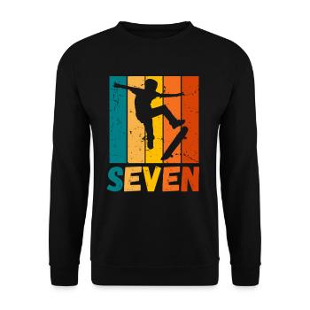 Skater Kids 7th Birthday Skateboard Boys - Unisex Sweatshirt - black - Front - Alina (178cm) & Michal (187cm)