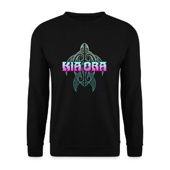 Maori Kia Ora New Zealand Sea Turtle - Unisex Sweatshirt - black - Front - Alina (178cm) & Michal (187cm)