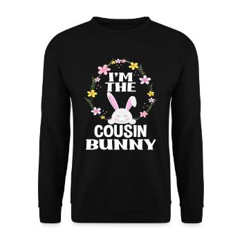 Je suis cousin lapin de Pâques Couronne florale Pâques - Sweat-shirt Unisexe - noir - Devant - Alina (178cm) & Michal (187cm)