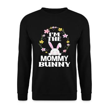 Je suis maman lapin de Pâques Couronne florale Pâques - Sweat-shirt Unisexe - noir - Devant - Alina (178cm) & Michal (187cm)