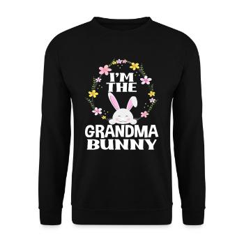 Je suis grand-mère lapin de Pâques Couronne florale Pâques - Sweat-shirt Unisexe - noir - Devant - Alina (178cm) & Michal (187cm)