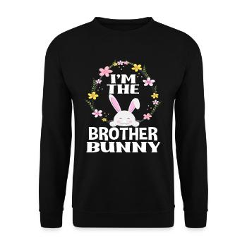 Je suis frère lapin de Pâques Couronne florale Pâques - Sweat-shirt Unisexe - noir - Devant - Alina (178cm) & Michal (187cm)