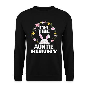 Je suis tante lapin de Pâques Couronne florale Pâques - Sweat-shirt Unisexe - noir - Devant - Alina (178cm) & Michal (187cm)