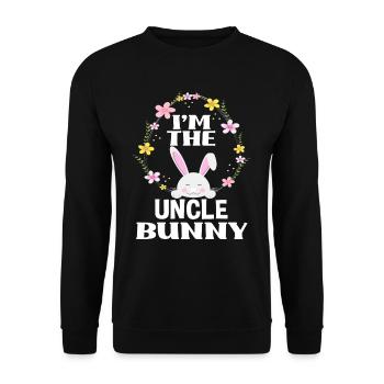 Je suis oncle lapin de Pâques Couronne florale Pâques - Sweat-shirt Unisexe - noir - Devant - Alina (178cm) & Michal (187cm)
