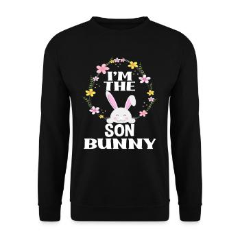 Je suis fils lapin de Pâques Couronne florale Pâques - Sweat-shirt Unisexe - noir - Devant - Alina (178cm) & Michal (187cm)
