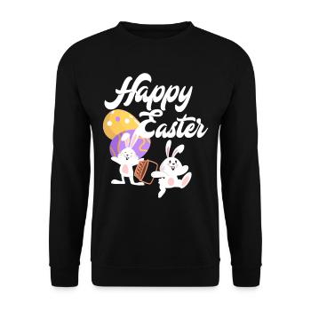 Happy Easter Bunnies Easter Child Girl - Unisex Sweatshirt - black - Front - Alina (178cm) & Michal (187cm)
