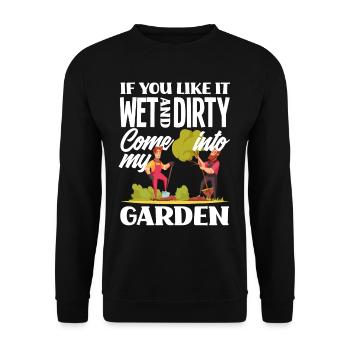 Gartenarbeit Wortspiel - Unisex Pullover - Schwarz - Vorne - Alina (178cm) & Michal (187cm)
