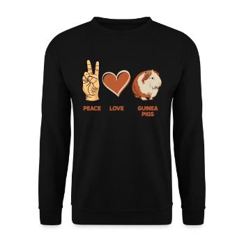Friede Liebe Meerschweinchen - Unisex Pullover - Schwarz - Vorne - Alina (178cm) & Michal (187cm)