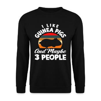 Guinea Pig Gift Animal - Unisex Sweatshirt - black - Front - Alina (178cm) & Michal (187cm)