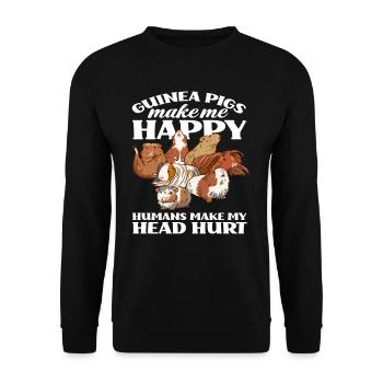 Meerschweinchen Glück Tiere Liebe - Unisex Pullover - Schwarz - Vorne - Alina (178cm) & Michal (187cm)