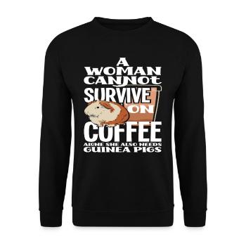 Meerschweinchen Frau Kaffee - Unisex Pullover - Schwarz - Vorne - Alina (178cm) & Michal (187cm)