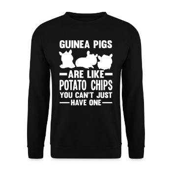Meerschweinchen Kartoffelchips Spruch - Unisex Pullover - Schwarz - Vorne - Alina (178cm) & Michal (187cm)