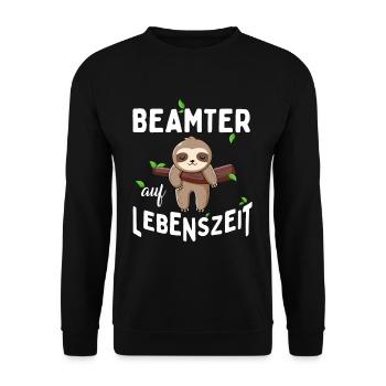 Beamter auf Lebenszeit - Unisex Pullover - Schwarz - Vorne - Alina (178cm) & Michal (187cm)