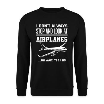 Pilot Planespotter Flugzeuge Flugzeug Fan - Unisex Pullover - Schwarz - Vorne - Alina (178cm) & Michal (187cm)