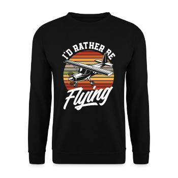 Retro Piloten Flugschüler Fliegen - Unisex Pullover - Schwarz - Vorne - Alina (178cm) & Michal (187cm)