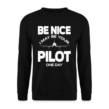 Pilot Piloten Spruch Geschenk - Unisex Pullover - Schwarz - Vorne - Alina (178cm) & Michal (187cm)