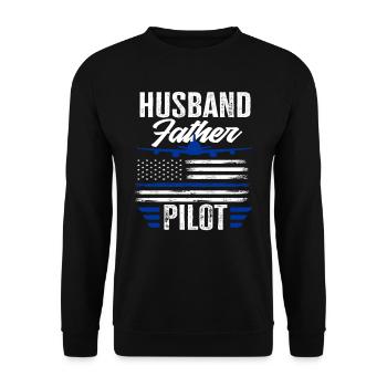 Ehemann Vater Pilot - Unisex Pullover - Schwarz - Vorne - Alina (178cm) & Michal (187cm)