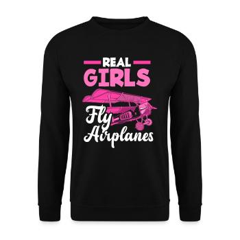 Pilot Mädchen Frau Frauen - Unisex Pullover - Schwarz - Vorne - Alina (178cm) & Michal (187cm)
