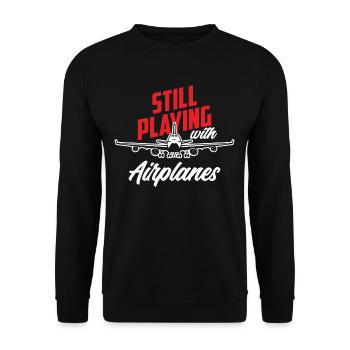 Pilot Pilot Profession Hobby - Unisex Sweatshirt - black - Front - Alina (178cm) & Michal (187cm)
