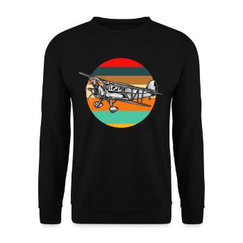 Retro Pilot Pilot Airplane - Unisex Sweatshirt - black - Front - Alina (178cm) & Michal (187cm)