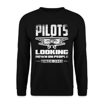 Lustiger Pilot Piloten Spruch Geschenk - Unisex Pullover - Schwarz - Vorne - Alina (178cm) & Michal (187cm)