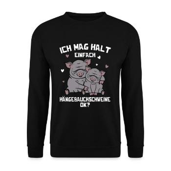 I just like pot-bellied pigs pig - Unisex Sweatshirt - black - Front - Alina (178cm) & Michal (187cm)