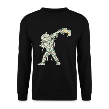 Halloween Dabbing Mummy Gamer - Unisex Pullover - Schwarz - Vorne - Alina (178cm) & Michal (187cm)