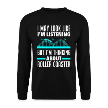 Roller Coaster Parc d’attractions de montagnes russes en bois - Sweat-shirt Unisexe - noir - Devant - Alina (178cm) & Michal (187cm)