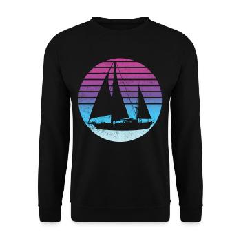 Retro Sailor Sailing - Unisex Sweatshirt - black - Front - Alina (178cm) & Michal (187cm)