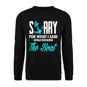 Sailor Sailing Boat Mooring Saying - Unisex Sweatshirt - black - Front - Alina (178cm) & Michal (187cm)